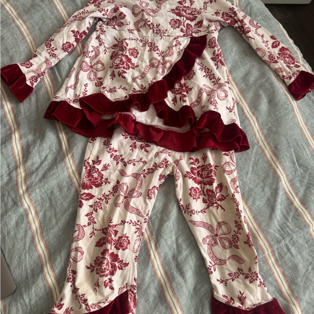 Tralala Floral Red and White Kids Pajamas